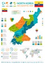 North Korea - infographic map and flag - Detailed Vector Illustration