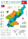 North Korea - infographic map and flag - Detailed Vector Illustration