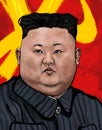 North Korea leader Kim Jong Un . artistic artwork illustration caricature on Asian dictator Kim Jong-Un