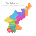 North Korea map, Democratic Peoples Republic of Korea, administrative division, color map isolated on white background