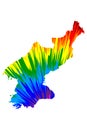 North Korea - map is designed rainbow abstract colorful pattern, Democratic Peoples Republic of Korea DPRK, DPR map made of