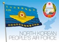 North Korea People`s Airforce flag and coat of arms Royalty Free Stock Photo