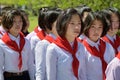 North Korea. Pioneer girls