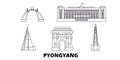 North Korea, Pyongyang line travel skyline set. North Korea, Pyongyang outline city vector illustration, symbol, travel Royalty Free Stock Photo