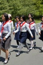 North Korea. Pioneer girls