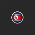 North Korea round 3d icon, glass material metal frame, DPRK national colors design element mockup