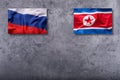 North Korea and Russia flags. North Korea and Russia flag on con