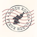 North Korea Stamp Map Postal Design. A Silhouette Seal Passport Round Design. Old Vector Icon Retro Design Travel.