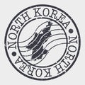 North Korea Stamp Postal. Map Silhouette Seal. Passport Round Design. Vector Icon. Design Retro Travel.