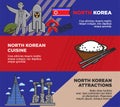 North Korean cuisine and attractions promotional posters set