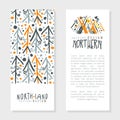 North Land Card Template Design, Wild North Discovery Expedition, Exploration, Outdoor Wilderness Adventure Vector