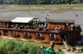 North-Laos: Mekong River cruise ship ankering near Luang Brabang Royalty Free Stock Photo