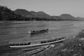 North Laos: Mekong River landscape near Luang Brabang City Royalty Free Stock Photo