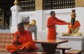 North Laos: Two young monks in one of the 32 buddhist temples in