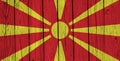 North Macedonia Flag Over Wood Planks Royalty Free Stock Photo