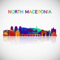 North Macedonia skyline silhouette in colorful geometric style.