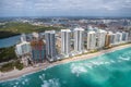 North Miami Beach buildings as seen from helicopter, Florida. Sk