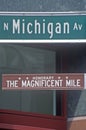 North Michigan Avenue and The Magnificent Mile Signs, Chicago, Illinois Royalty Free Stock Photo
