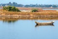 Lonely boat and rural landscape at north 24 Parganas west bengal Royalty Free Stock Photo