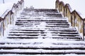 View of Wooden stairs on the winter hill. in Arkhangels Royalty Free Stock Photo