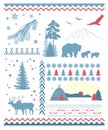 North patterns with animal and tree silhouettes. Royalty Free Stock Photo