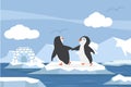 North pole Arctic in the ocean with couple penguins