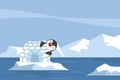 North pole Arctic penguin with igloo ice house Royalty Free Stock Photo