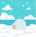 North pole Arctic snow igloo house in the winter