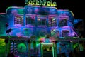 The North Pole Funhouse, Glowing in the Dark at Leeds Christmas Market. Royalty Free Stock Photo