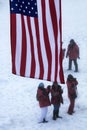 Tourists take pictures and call home on satellite phone on North pole Royalty Free Stock Photo