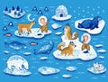 North Pole wildlife collection. Hand drawn texture Royalty Free Stock Photo