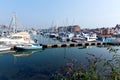 North Quay marina Weymouth Dorset UK with boats and yachts on a calm summer day