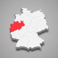 state location within Germany 3d map Template for your design