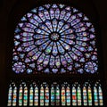 North Rose Window Mary Jesus Stained Glass Notre Dame Cathedral Paris France Royalty Free Stock Photo