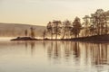 North Russian lake landscape on sunrise, Murmansk region