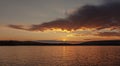 North Russian lake landscape on sunset, Murmansk region