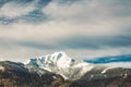 North Scandinavian picturesque snowy lonely mountain peak in Norway gorgeous landscape scenic view wallpaper background nature Royalty Free Stock Photo