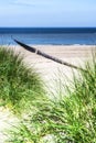 North sea beach with breakwaters Royalty Free Stock Photo