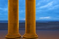 North Sea beach of Ostend with columns, Belgium