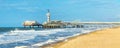 North Sea beach and Scheveningen Pier near Hague, Holland Royalty Free Stock Photo