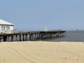 North Sea and Sand and Claremont Pier, South Beach, Kirkley, Lowestoft, Suffolk, England, UK Royalty Free Stock Photo