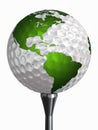 North and south america on golf ball Royalty Free Stock Photo