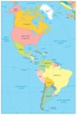 North and South America Political Map Royalty Free Stock Photo