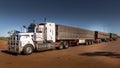 Roadtrain on the Stuart highway with beautiful light Royalty Free Stock Photo