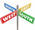 North South East West Road Signs Travel Direction 4 Way Route