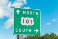 101 North and South freeway entrance sign in California, USA