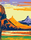 North and South Six Shooter Peak in Bears Ears National Monument located in San Juan County Utah WPA Poster Art