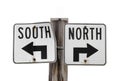 North south traffic sign isolated