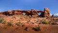 North and South Window Arches in the desert landscape of the Windows Section in Arches National Park Royalty Free Stock Photo