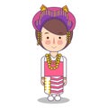 North Sumatra province fashion, cute girl Indonesian traditional clothes costume bride cartoon vector illustration